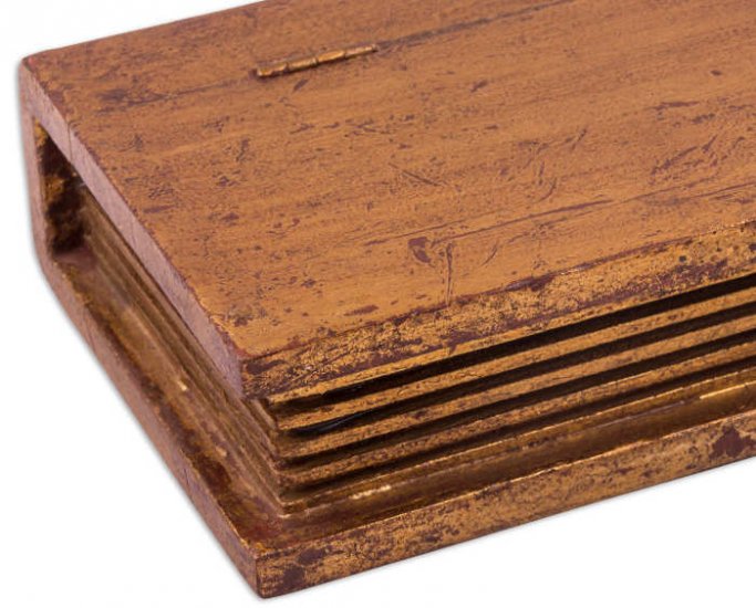 Luxus Buchbox „Antiqua Gold“ aus Massivholz, Vintage Alt-Gold - zum Schließen ins Bild klicken