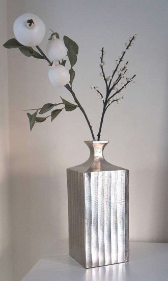 Bodenvase "Clara", 35 cm, Metall Alu, Farbe Silber - zum Schließen ins Bild klicken