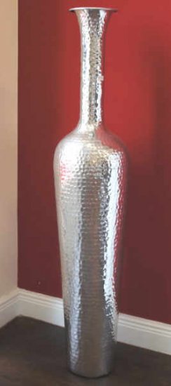 Bodenvase "Hermine", 88 cm, Metall Alu, Farbe Silber - zum Schließen ins Bild klicken