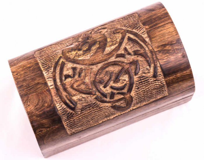 Schatztruhe „Drache“, Geschenkbox aus Palisanderholz massiv - zum Schließen ins Bild klicken