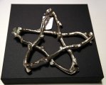 Massiver Weihnachts-Stern silber Metall, 23 cm, Weihnachtsdeko