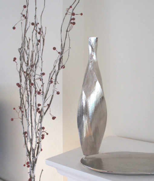 Metallvase "Classico" 42 cm, Farbe Silber - zum Schließen ins Bild klicken